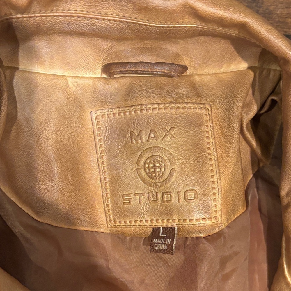 Max Studio Tan Faux Leather Jacket - Picture 2 of 8